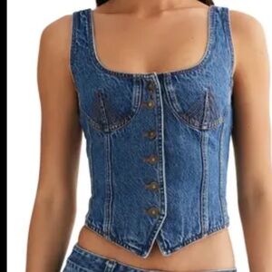 Lioness Blue Denim Button-Up corset tank top after hours sz XS